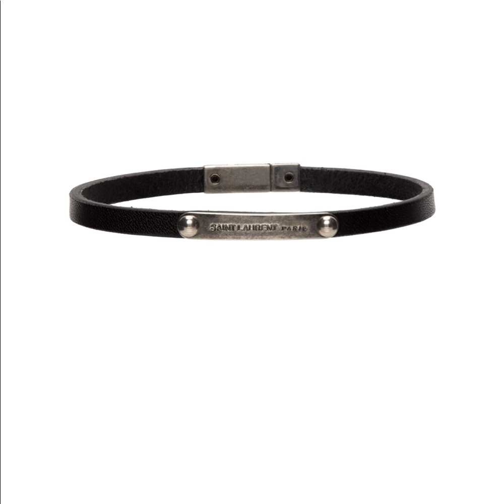Saint Laurent Black ID Plaque Bracelet